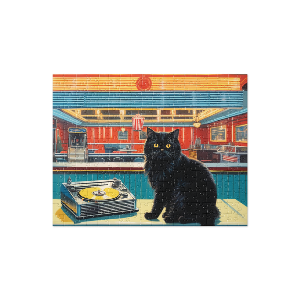 PugMug Custom Black Persian Cat Jigsaw Puzzle