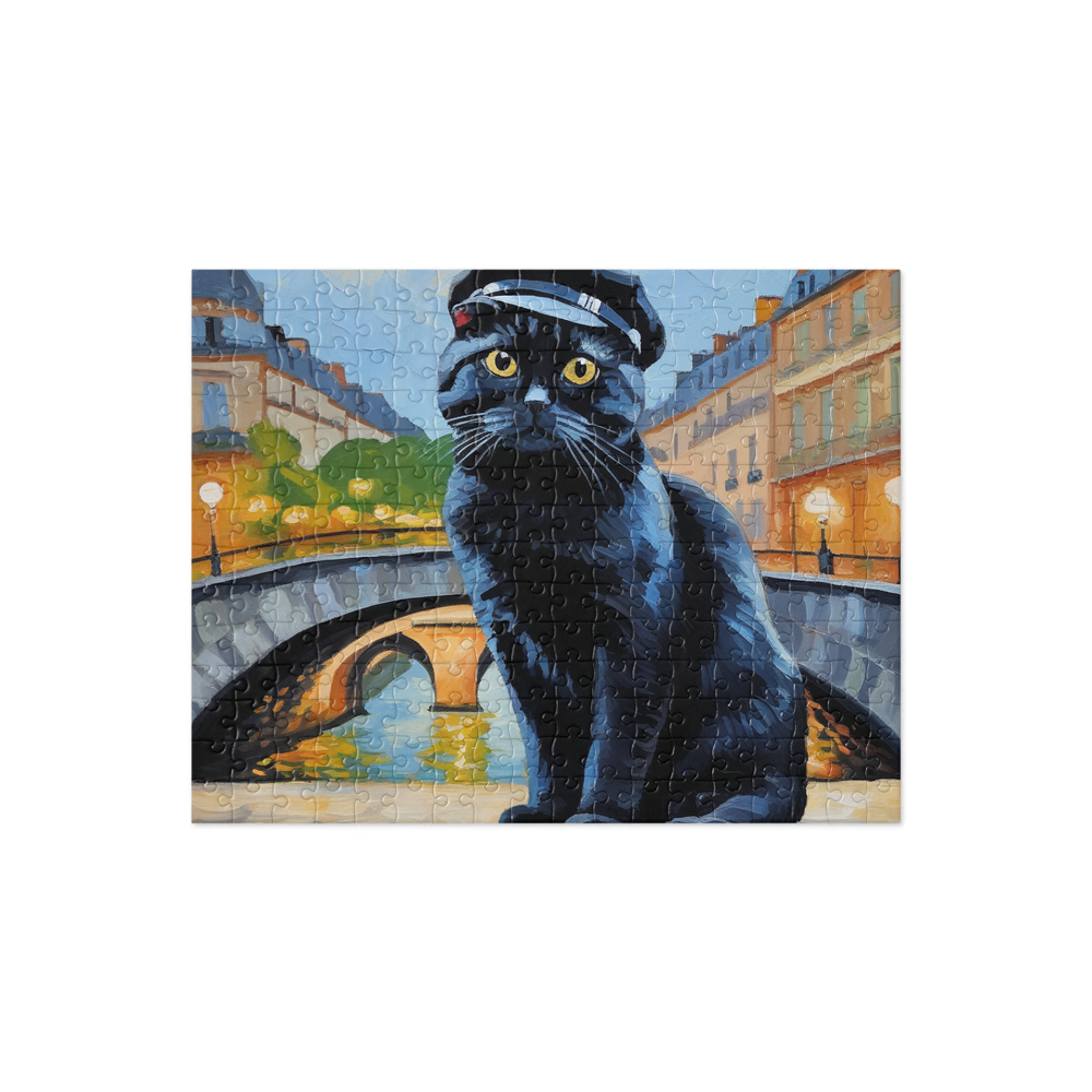 PugMug Custom Black Scottish Fold Cat Jigsaw Puzzle