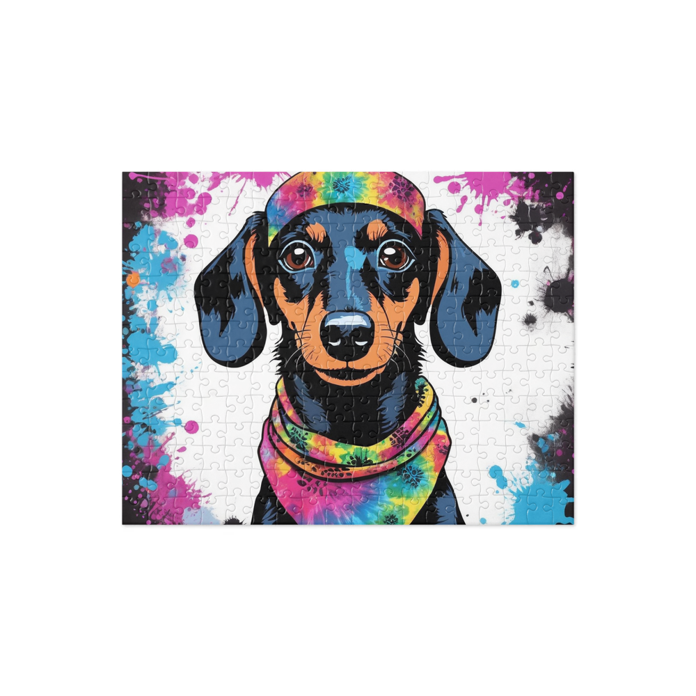 PugMug Custom Black Dachshund Jigsaw Puzzle