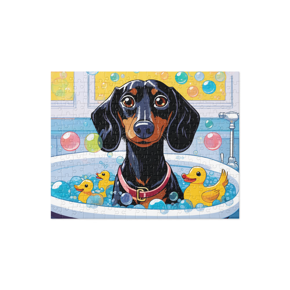 PugMug Custom Black Dachshund Jigsaw Puzzle