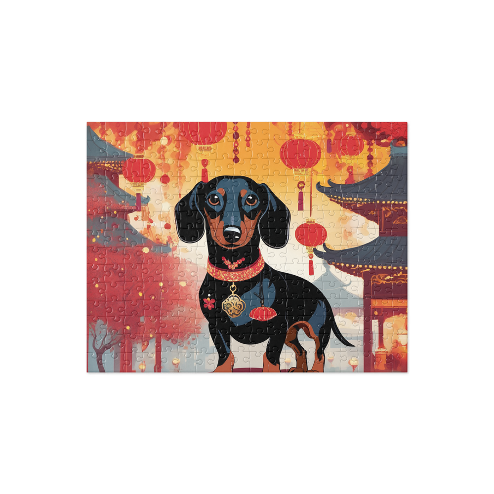 PugMug Custom Black Dachshund Jigsaw Puzzle