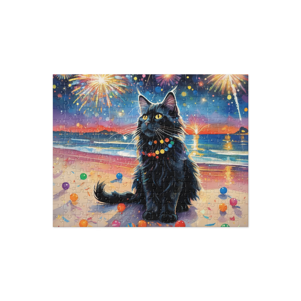 PugMug Custom Black Maine Coon Cat Jigsaw Puzzle