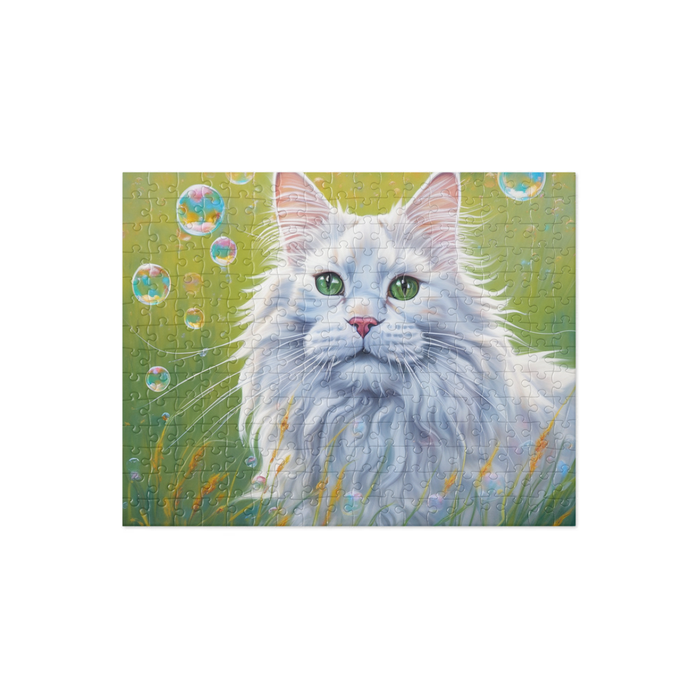 PugMug Custom White Maine Coon Cat Jigsaw Puzzle