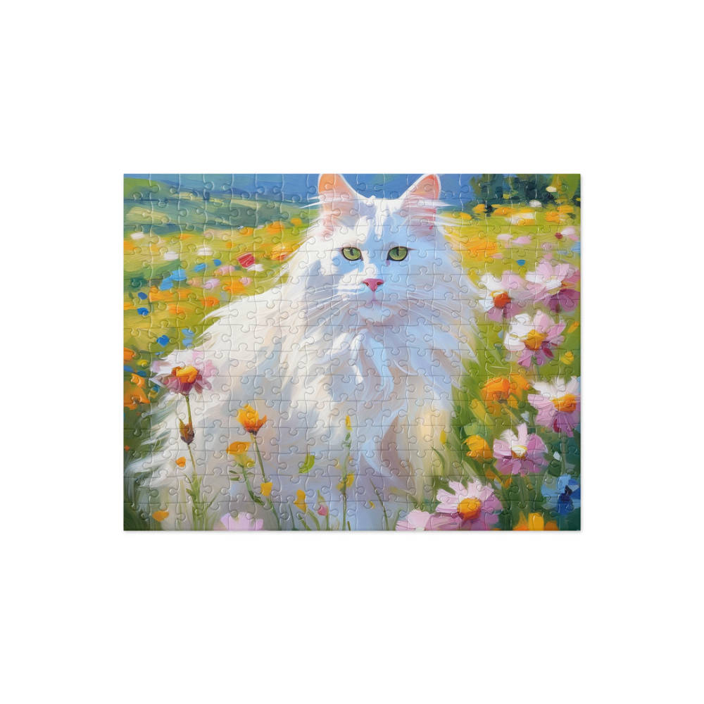 PugMug Custom White Maine Coon Cat Jigsaw Puzzle
