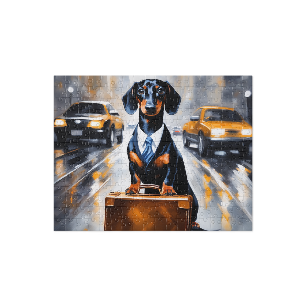 PugMug Custom Black Dachshund Jigsaw Puzzle