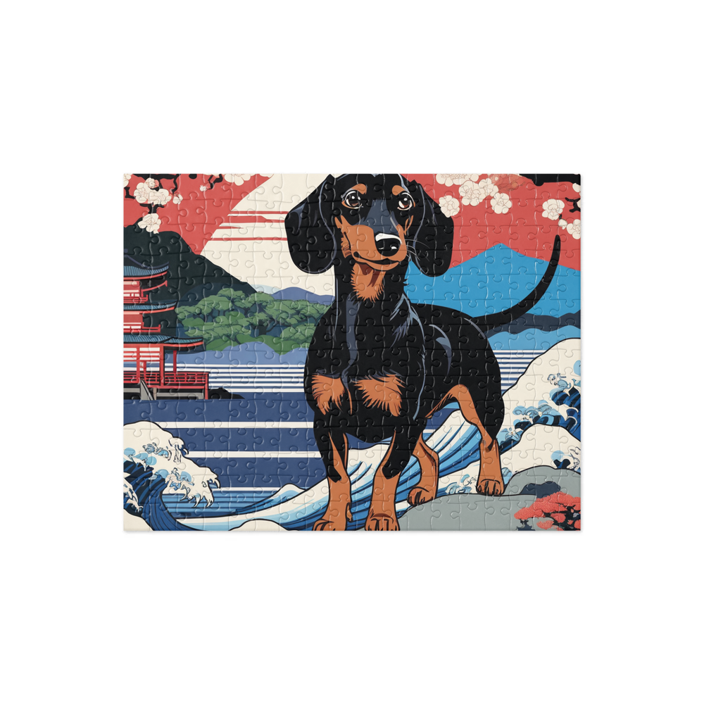 PugMug Custom Black Dachshund Jigsaw Puzzle