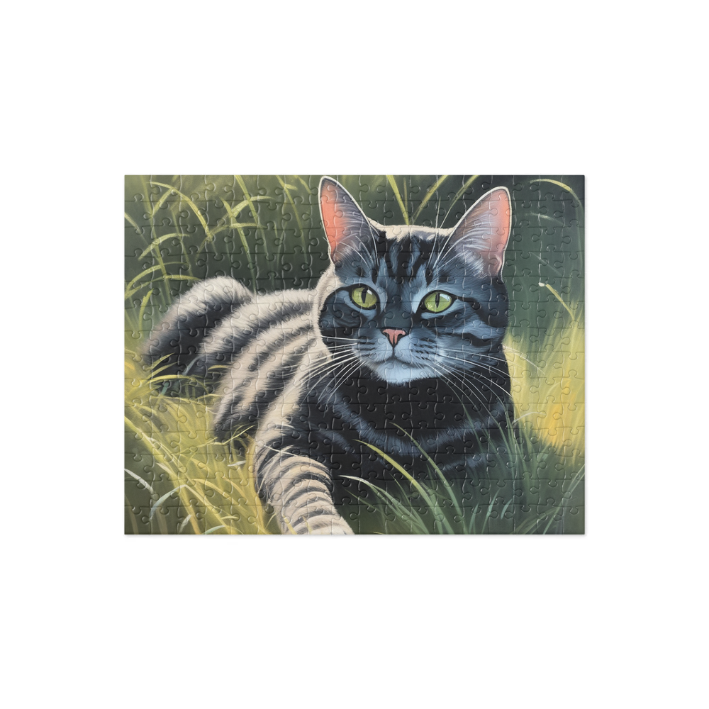 PugMug Custom Black American Shorthair Cat Jigsaw Puzzle