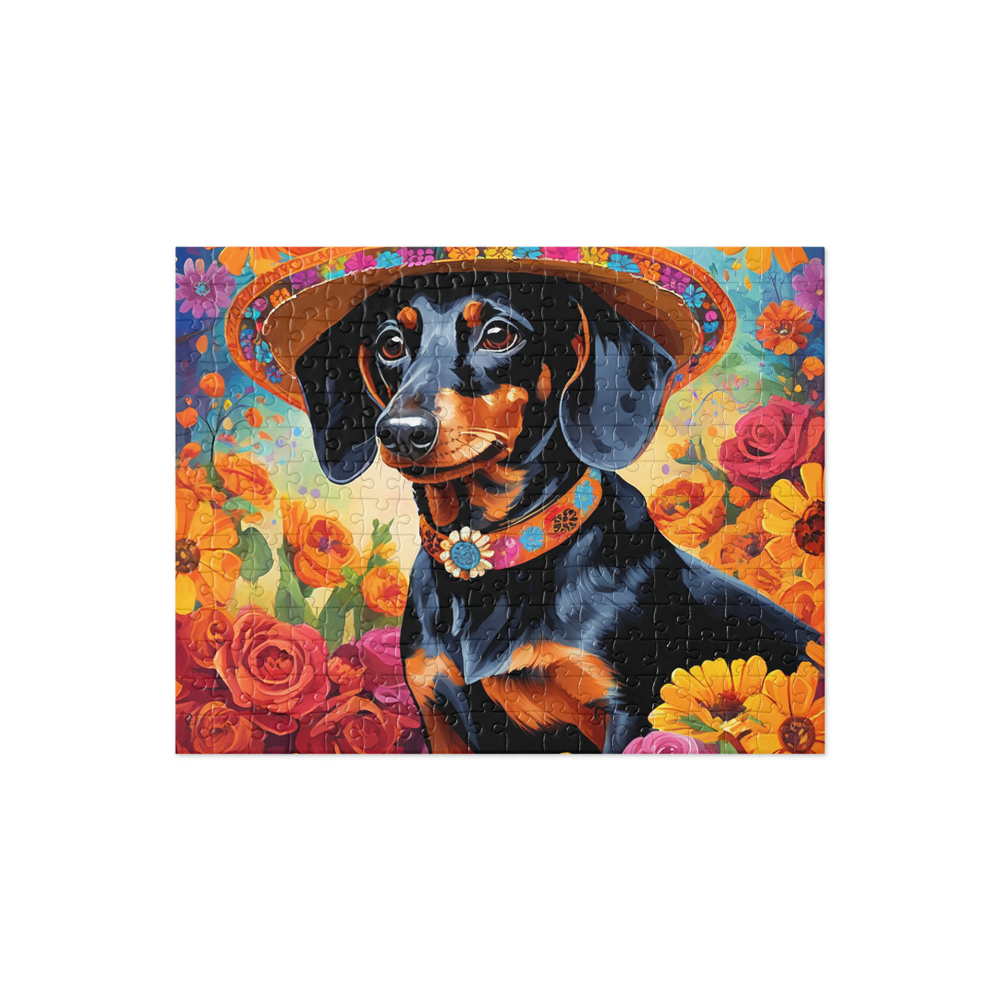 PugMug Custom Black Dachshund Jigsaw Puzzle