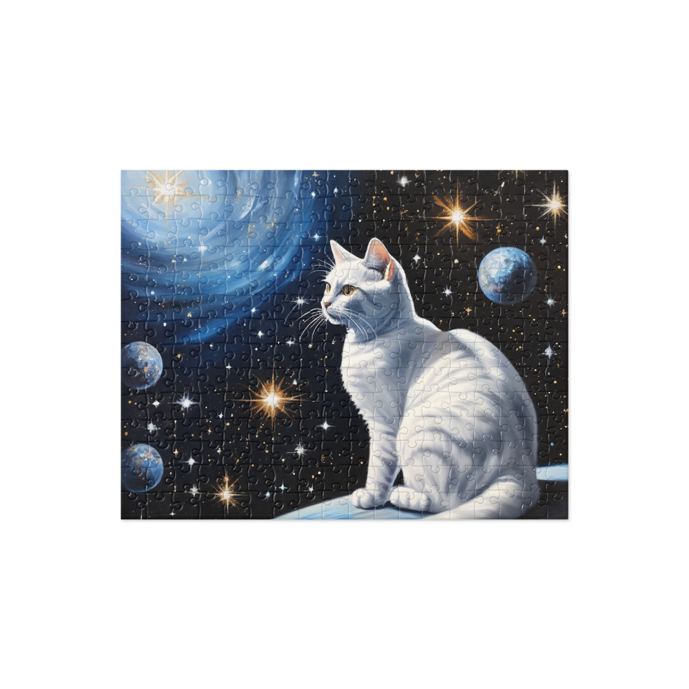 PugMug Custom White American Shorthair Cat Jigsaw Puzzle
