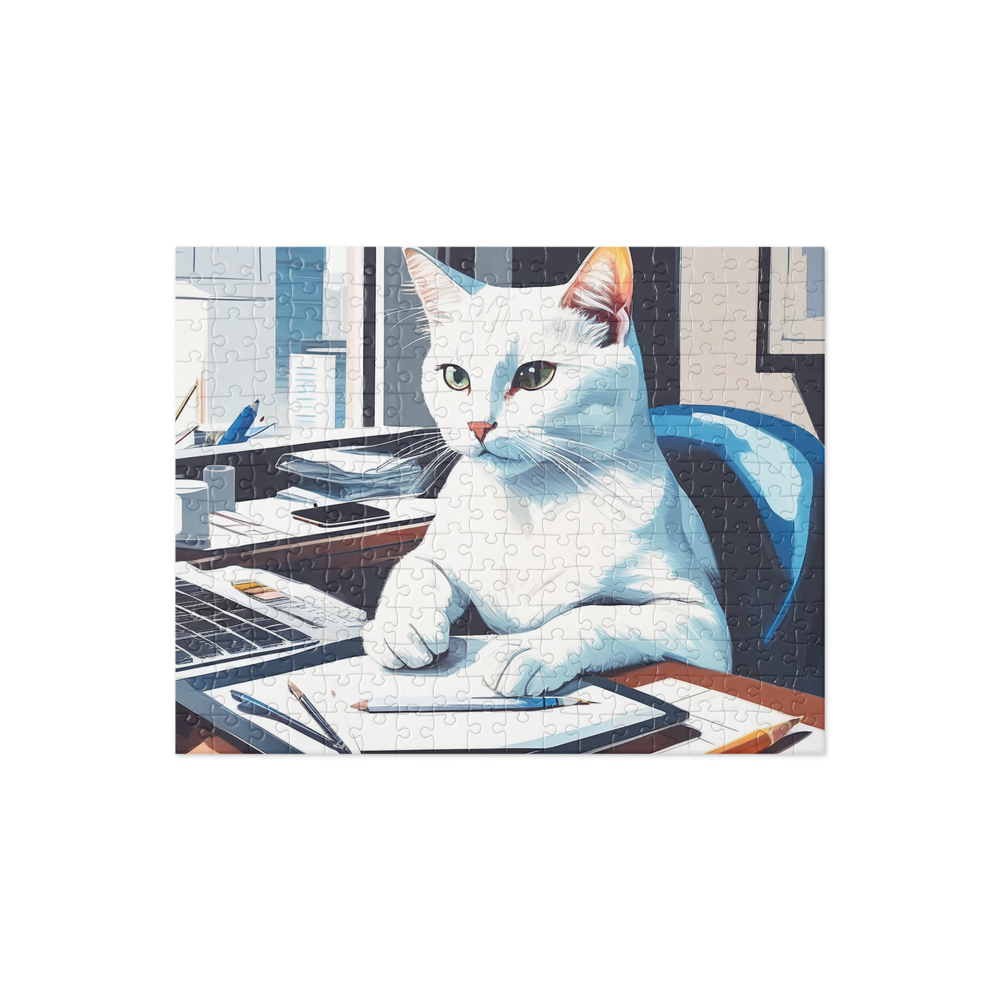 PugMug Custom White Companion Cat Jigsaw Puzzle