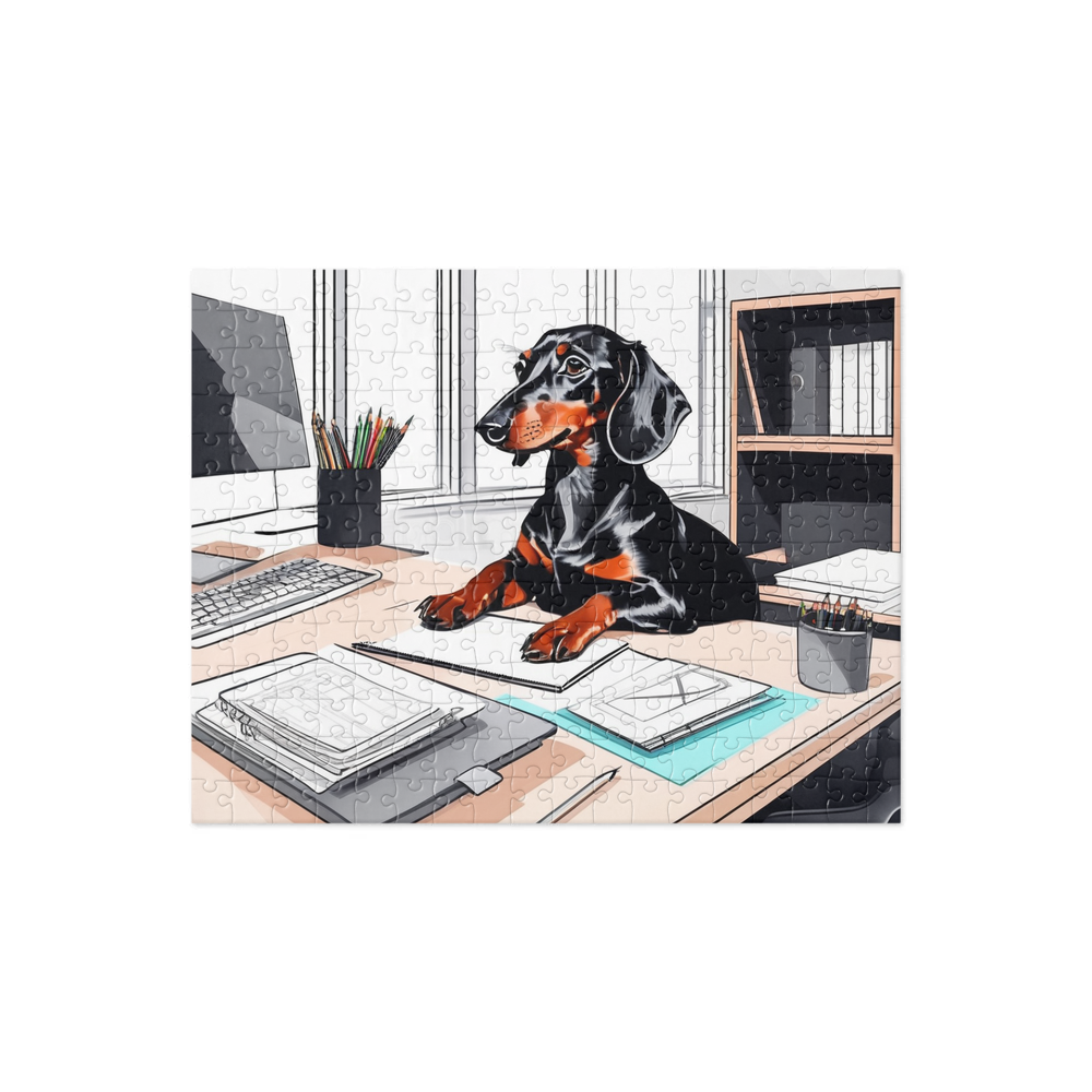 PugMug Custom Black Dachshund Jigsaw Puzzle