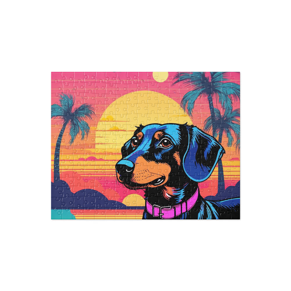 PugMug Custom Black Dachshund Jigsaw Puzzle