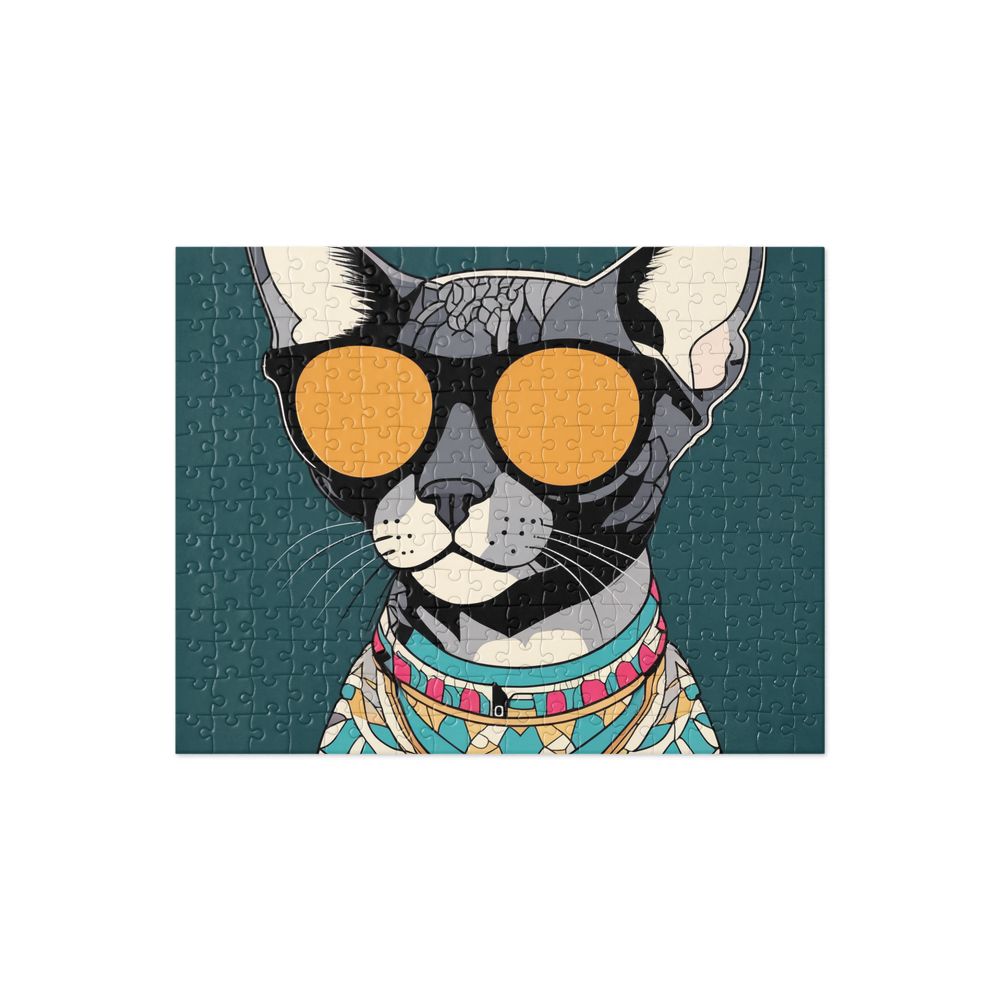 PugMug Custom Black Devon Rex Cat Jigsaw Puzzle