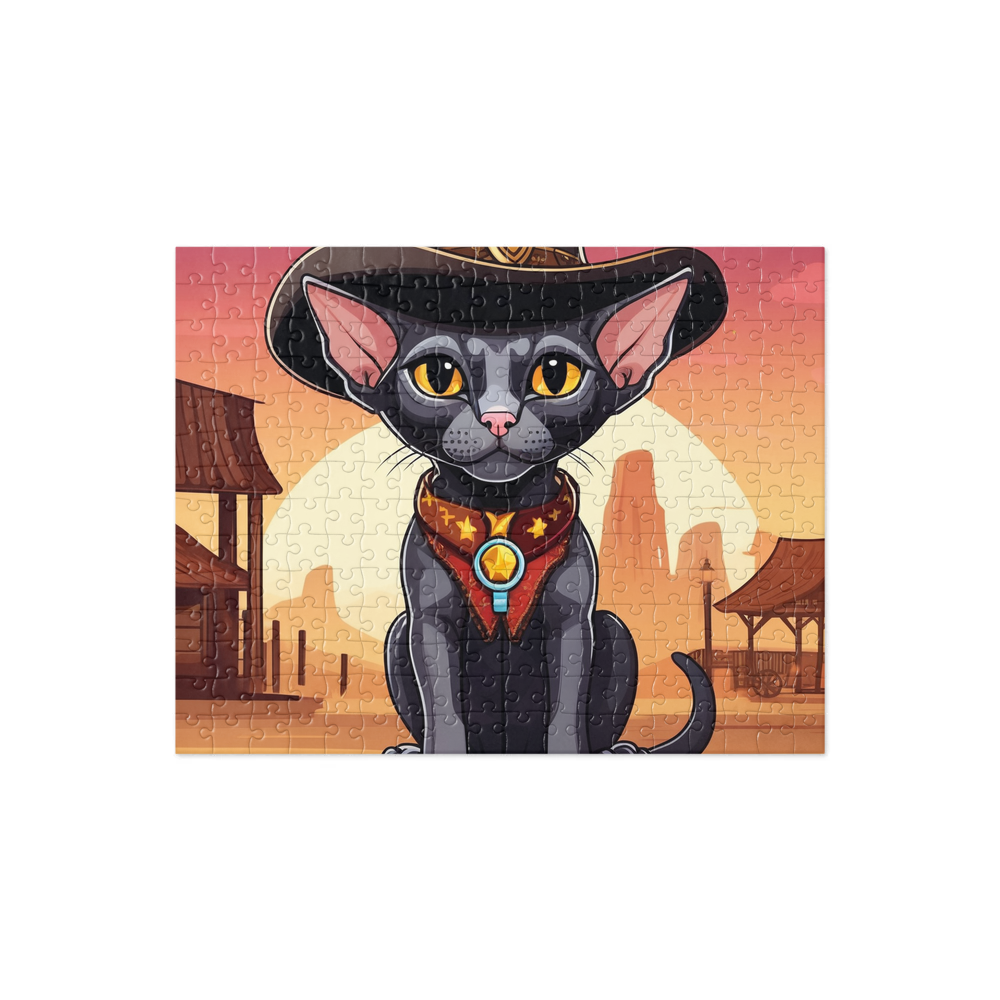 PugMug Custom Black Sphynx Cat Jigsaw Puzzle