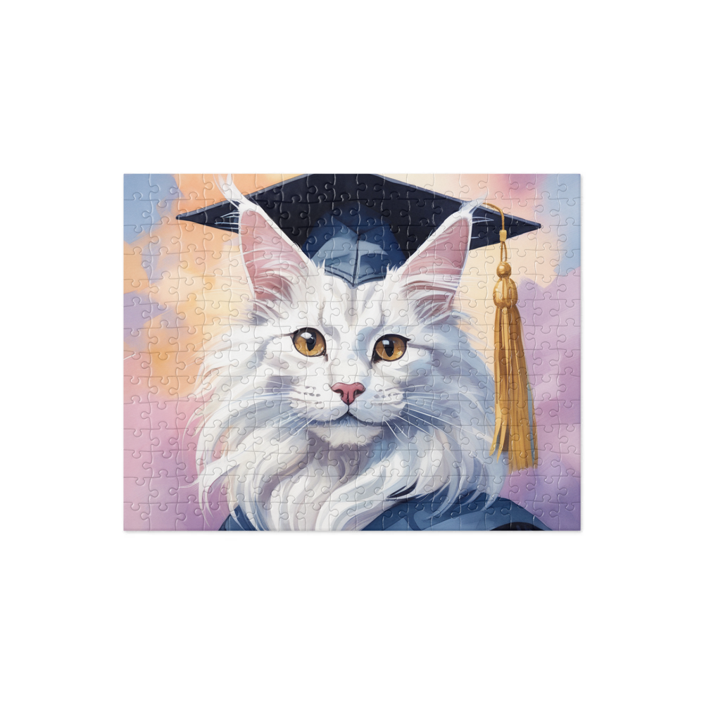 PugMug Custom White Maine Coon Cat Jigsaw Puzzle