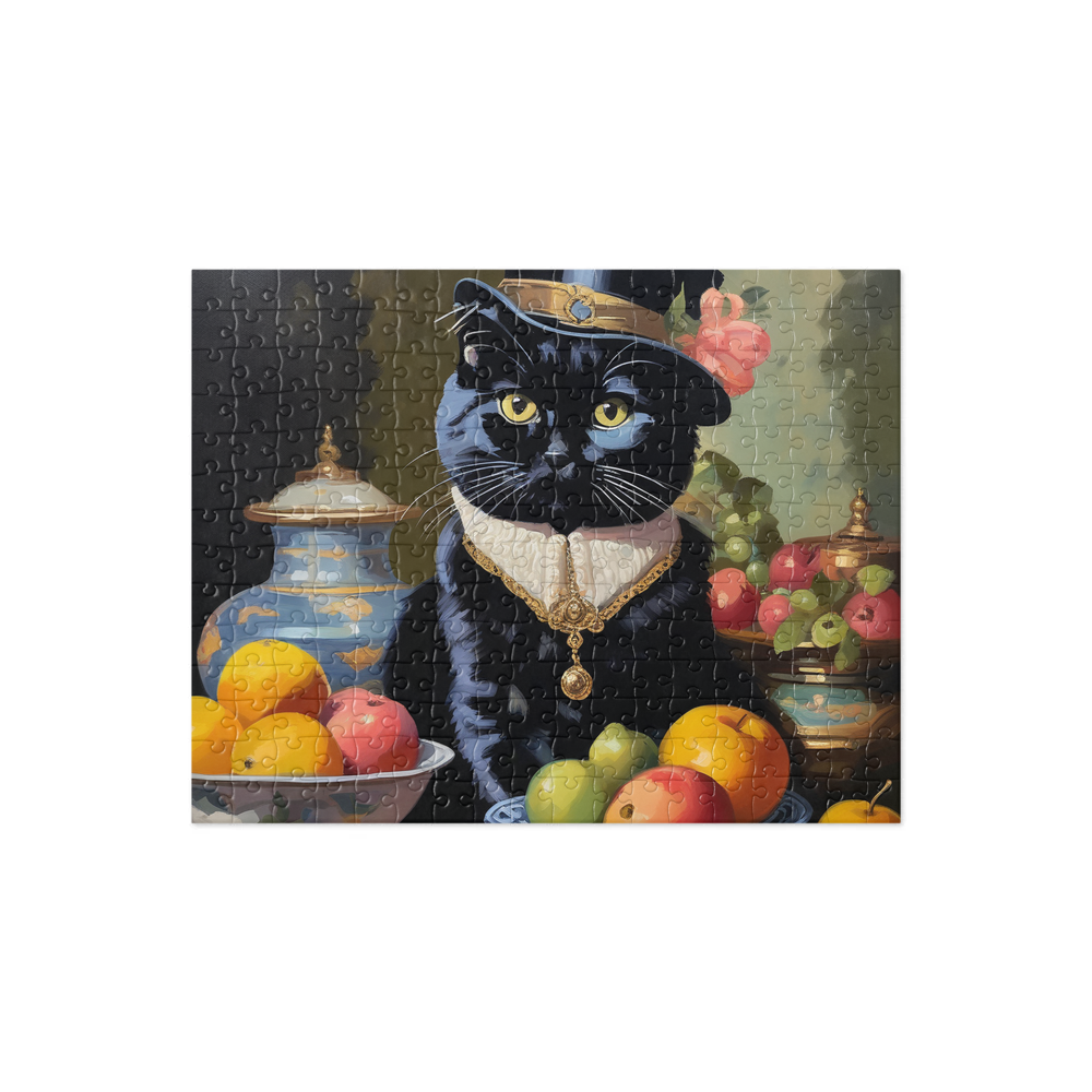 PugMug Custom Black Scottish Fold Cat Jigsaw Puzzle