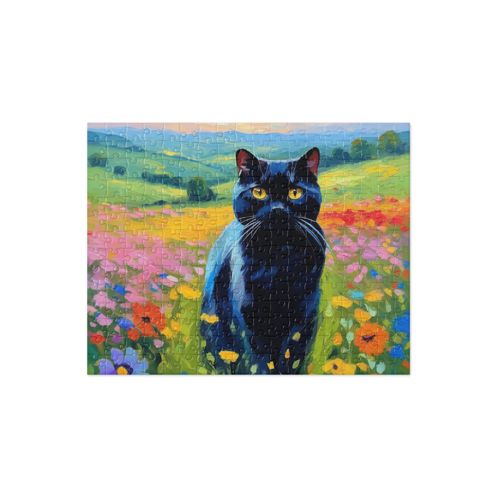PugMug Custom Black Scottish Fold Cat Jigsaw Puzzle