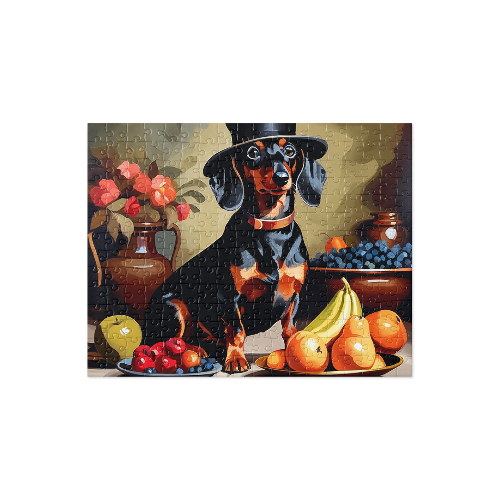 PugMug Custom Black Dachshund Jigsaw Puzzle