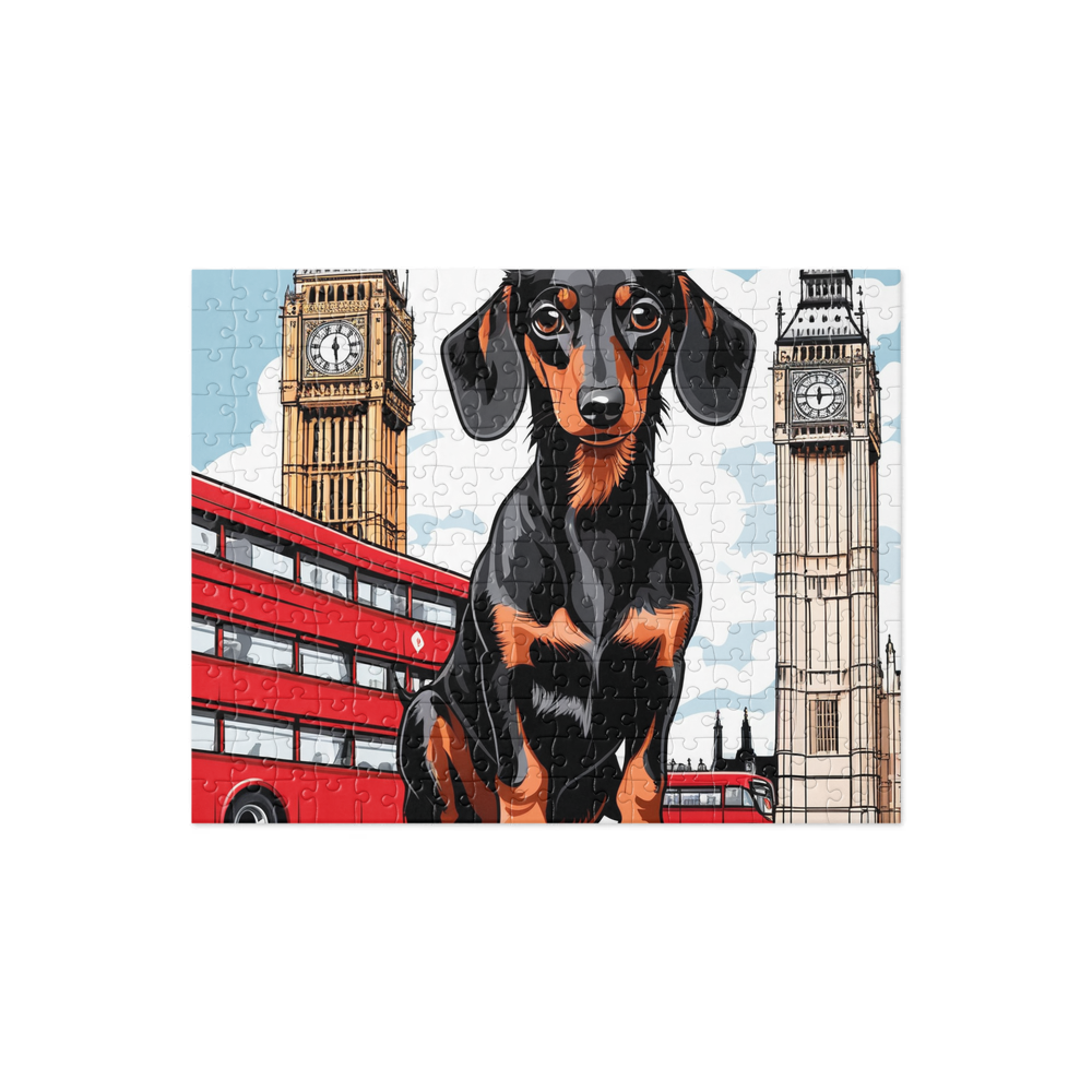 PugMug Custom Black Dachshund Jigsaw Puzzle