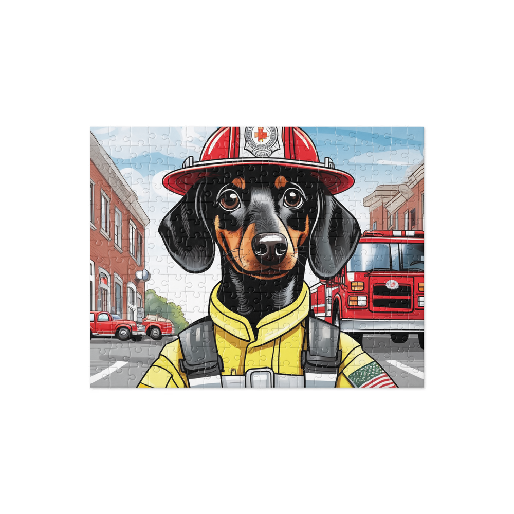 PugMug Custom Black Dachshund Jigsaw Puzzle