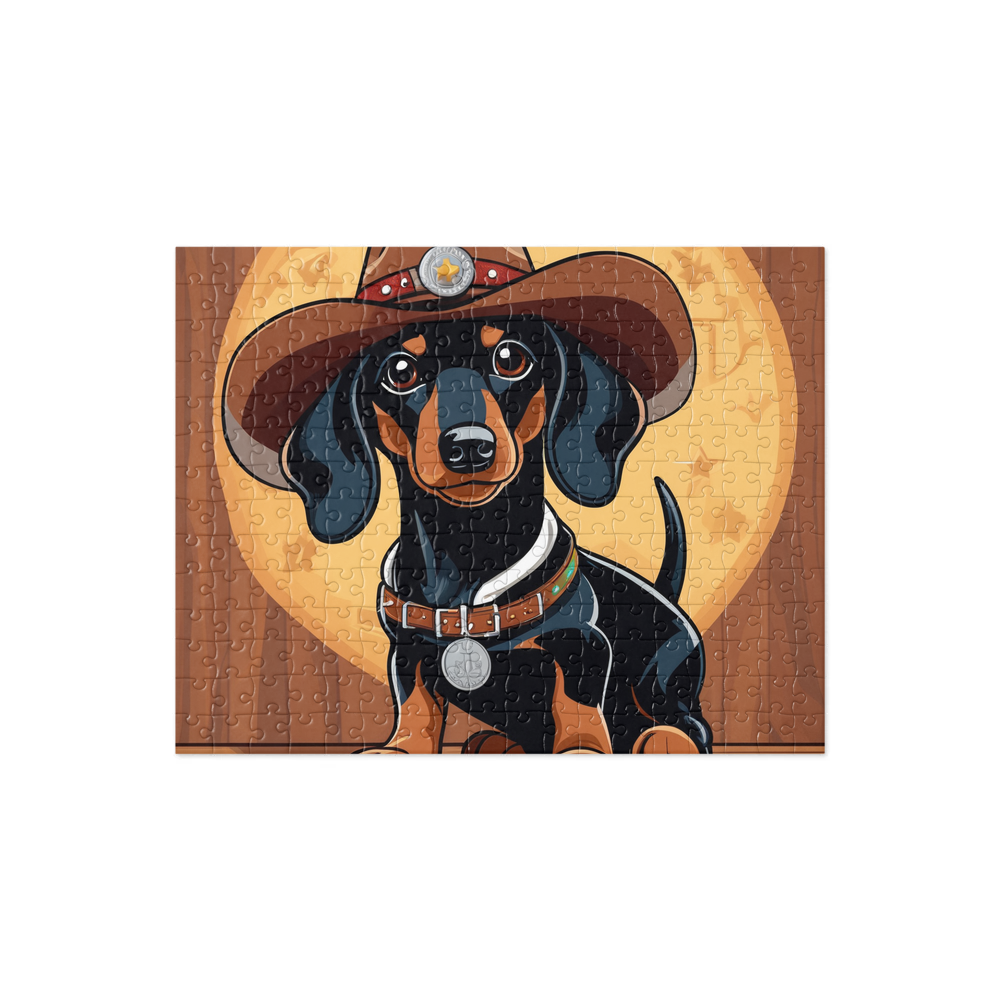 PugMug Custom Black Dachshund Jigsaw Puzzle