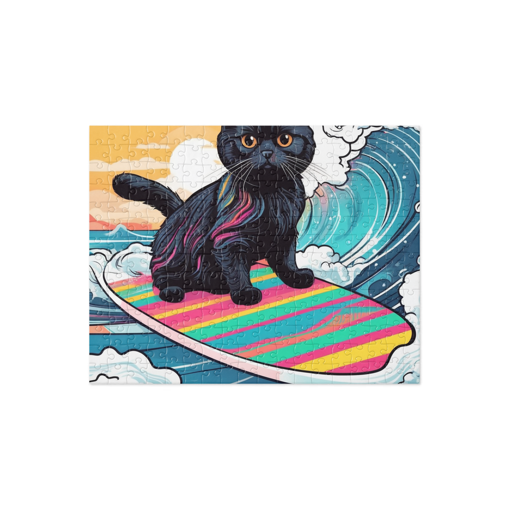 PugMug Custom Black Scottish Fold Cat Jigsaw Puzzle