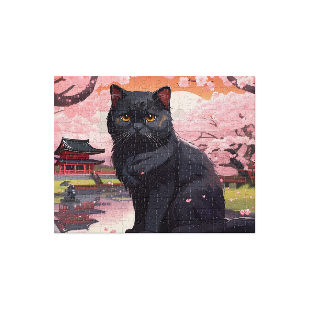 PugMug Custom Black Scottish Fold Cat Jigsaw Puzzle