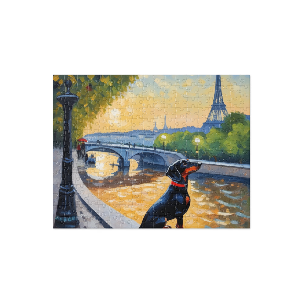 PugMug Custom Black Dachshund Jigsaw Puzzle