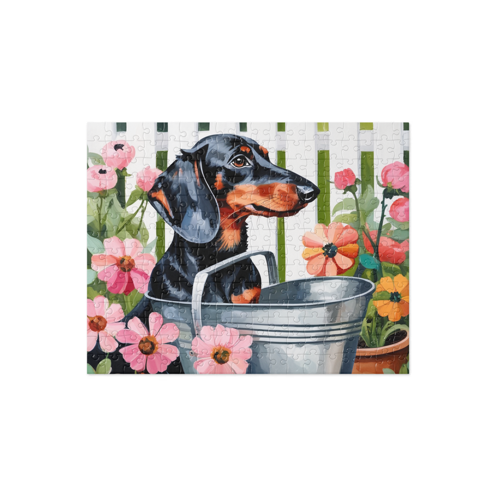 PugMug Custom Black Dachshund Jigsaw Puzzle