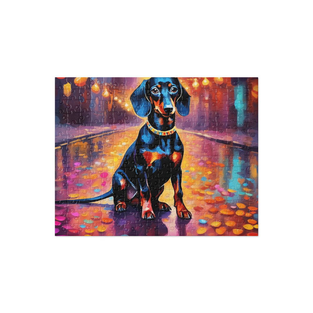 PugMug Custom Black Dachshund Jigsaw Puzzle