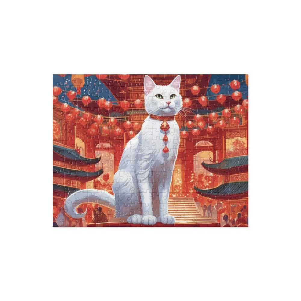 PugMug Custom White Companion Cat Jigsaw Puzzle