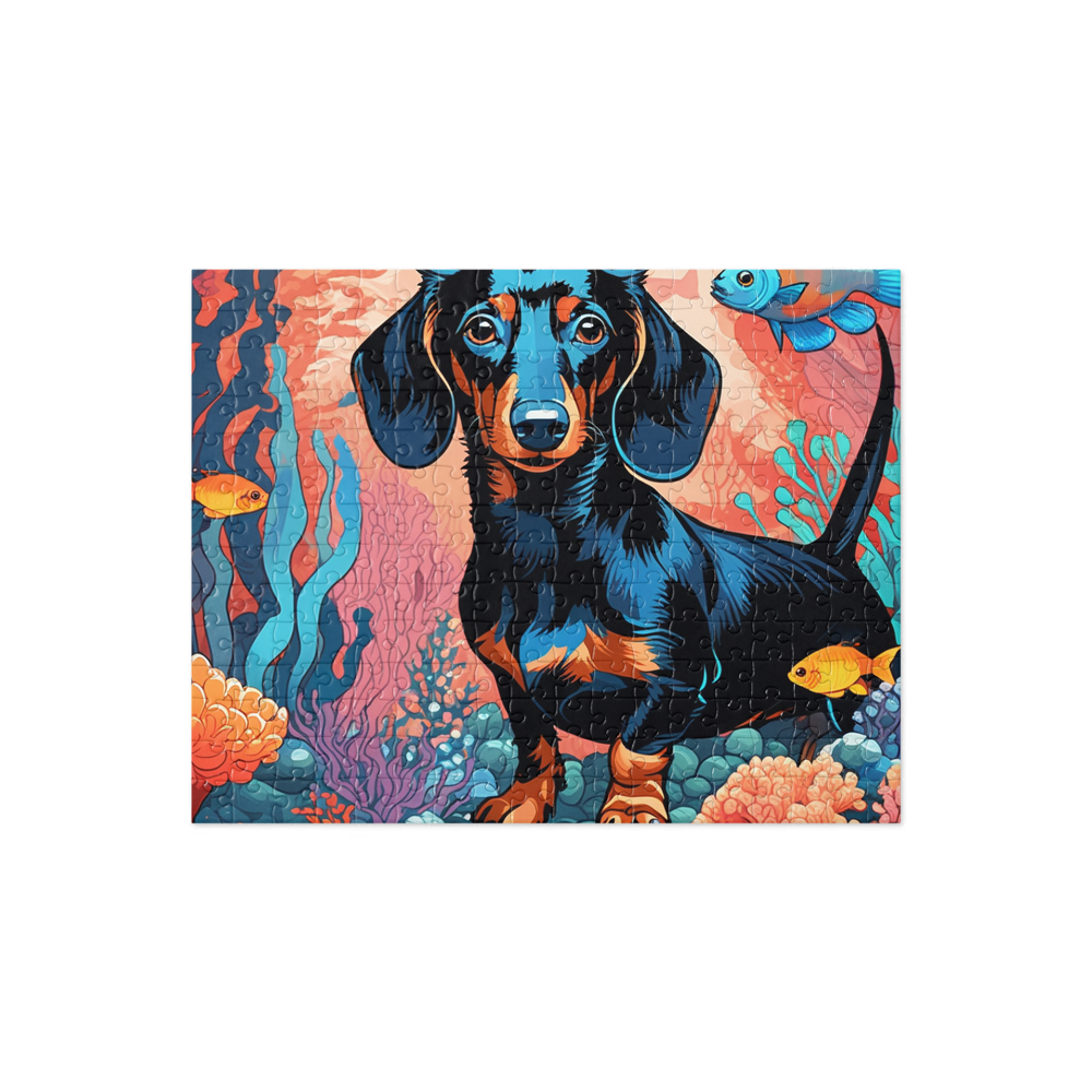PugMug Custom Black Dachshund Jigsaw Puzzle