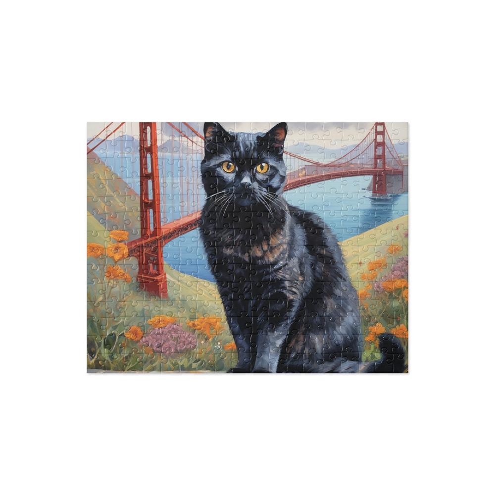 PugMug Custom Black Scottish Fold Cat Jigsaw Puzzle