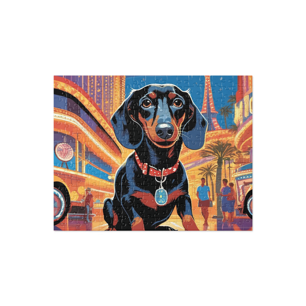 PugMug Custom Black Dachshund Jigsaw Puzzle