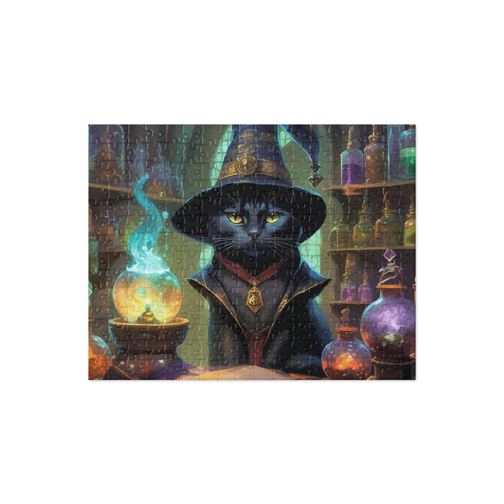 PugMug Custom Black American Shorthair Cat Jigsaw Puzzle
