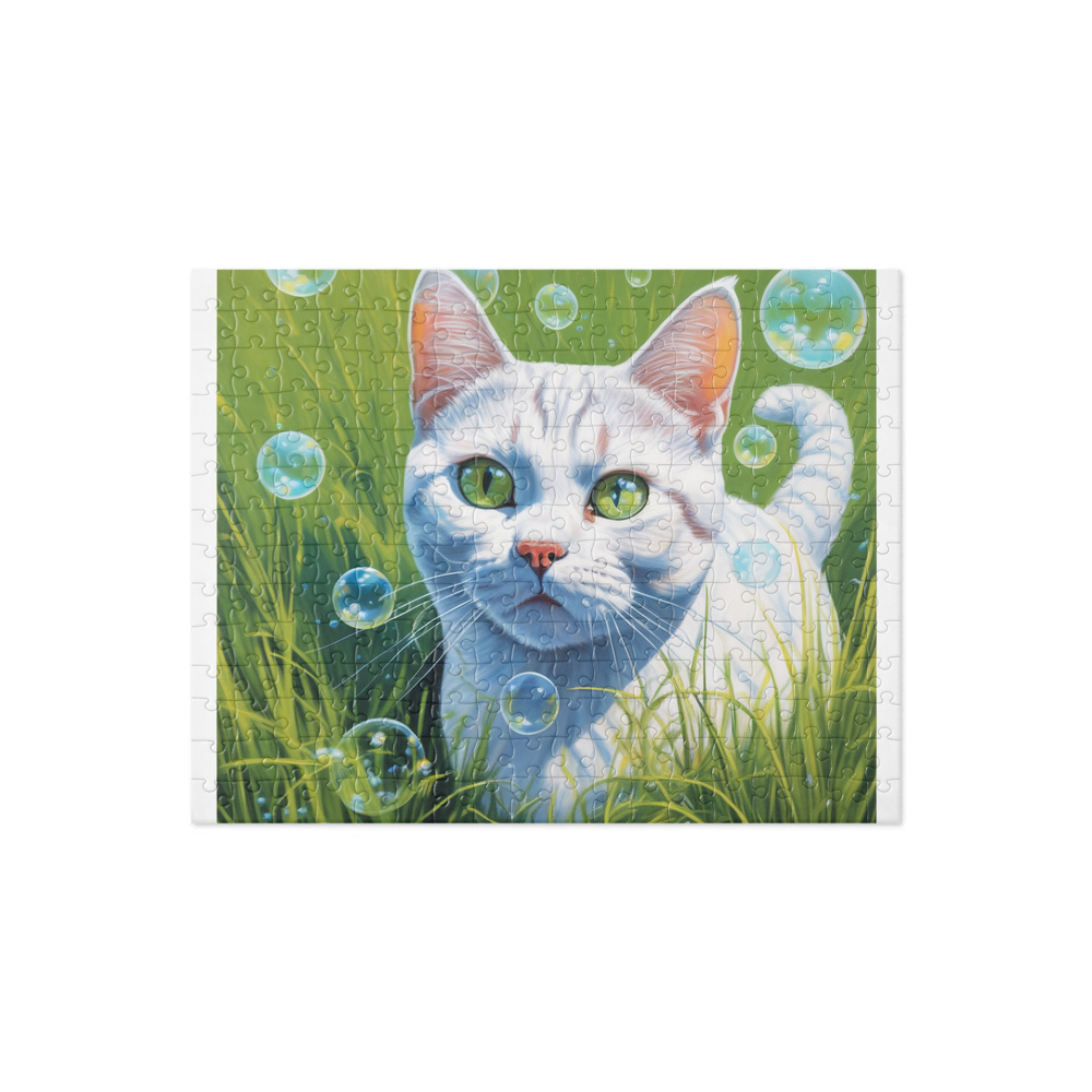 PugMug Custom White American Shorthair Cat Jigsaw Puzzle