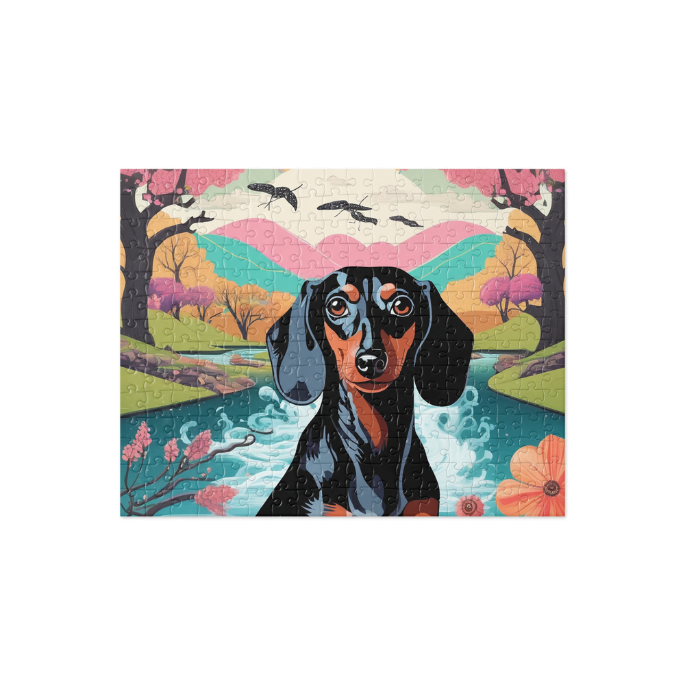 PugMug Custom Black Dachshund Jigsaw Puzzle