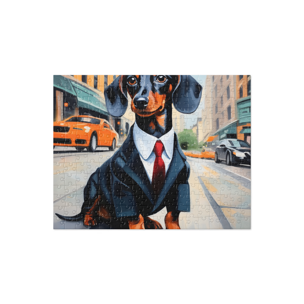 PugMug Custom Black Dachshund Jigsaw Puzzle