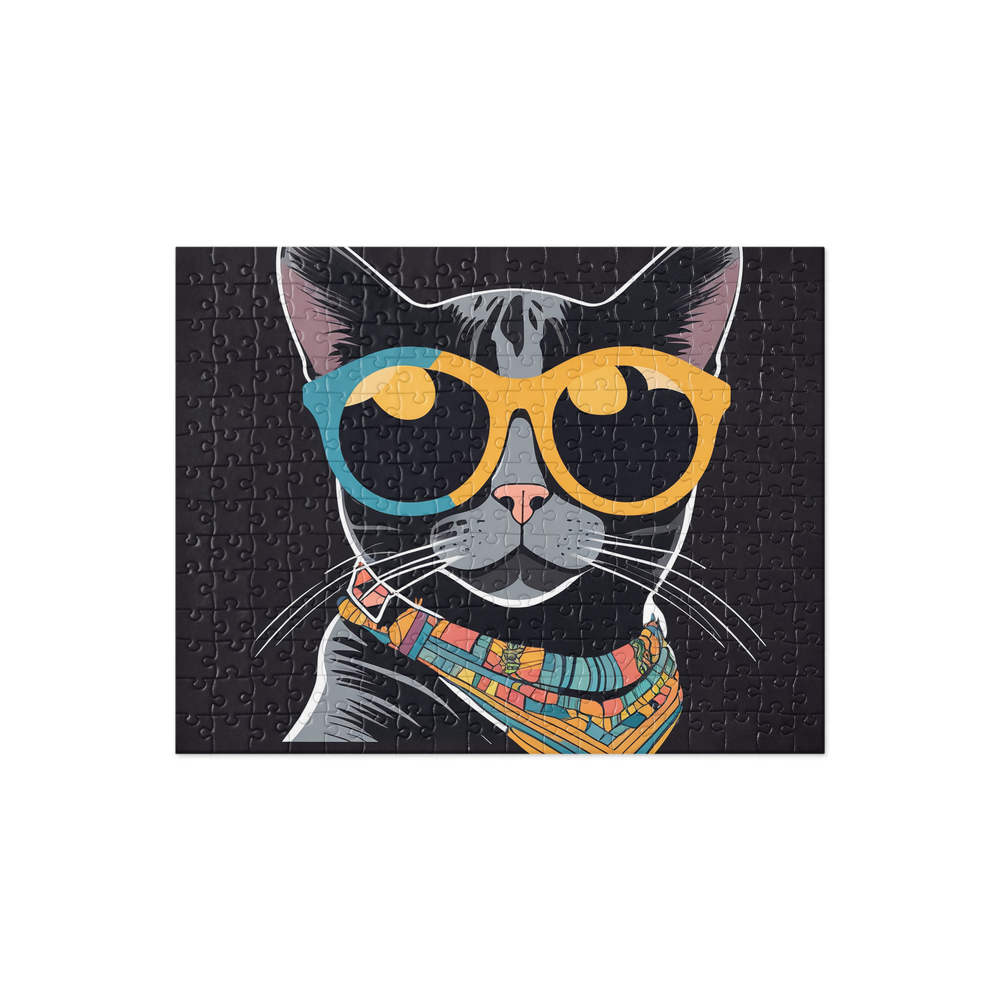 PugMug Custom Black American Shorthair Cat Jigsaw Puzzle