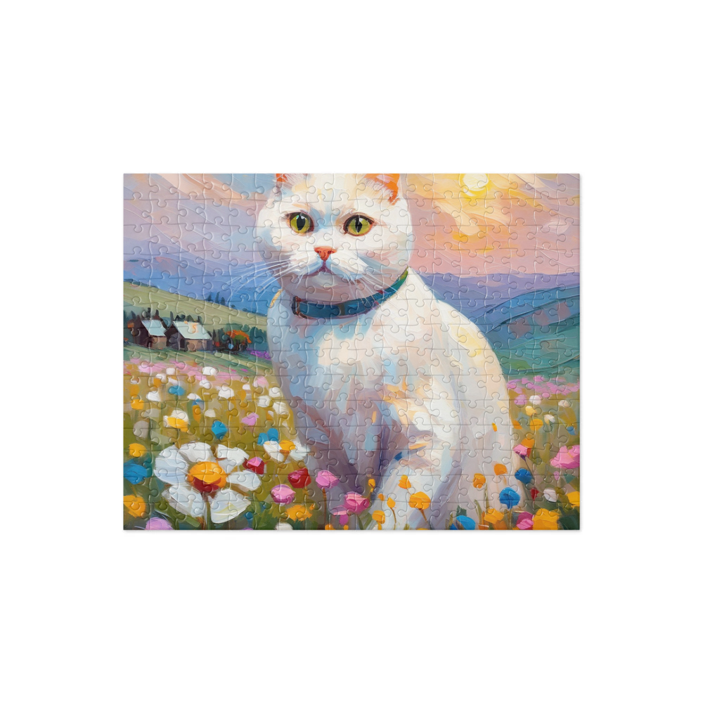 PugMug Custom White Scottish Fold Cat Jigsaw Puzzle