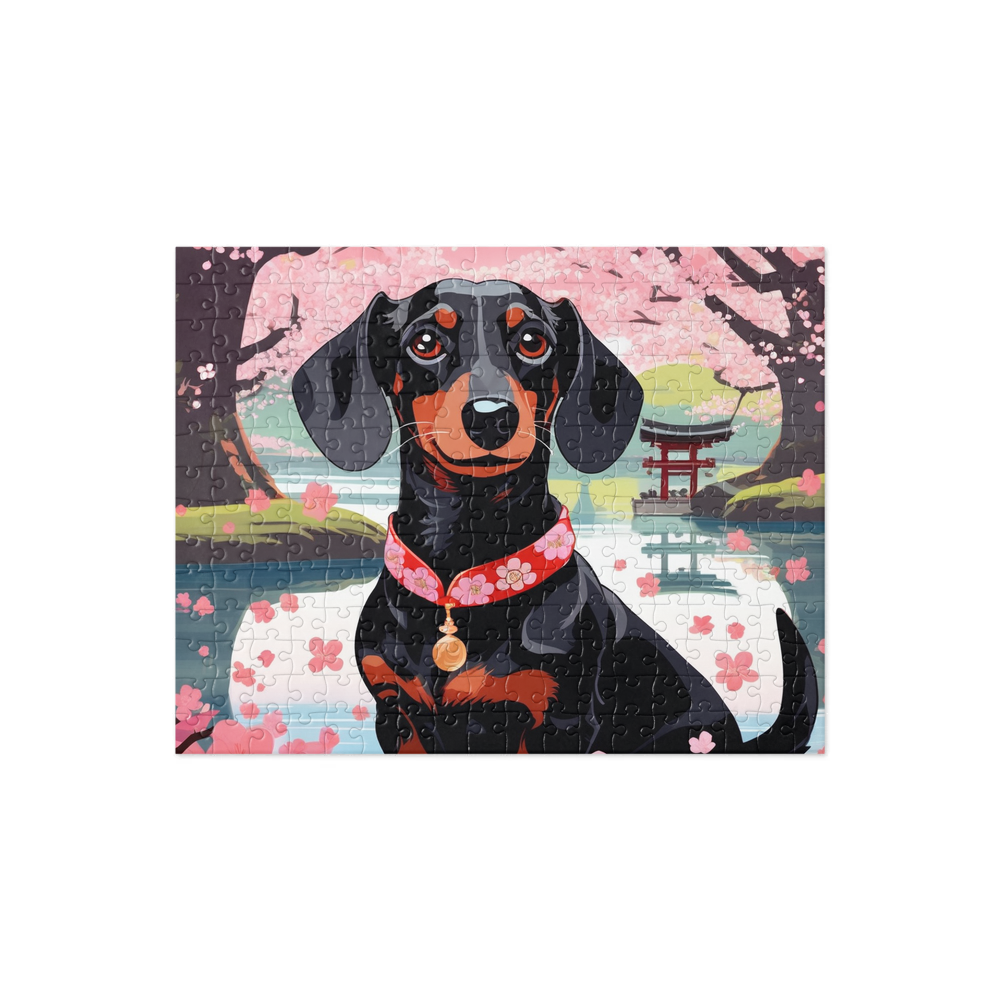 PugMug Custom Black Dachshund Jigsaw Puzzle
