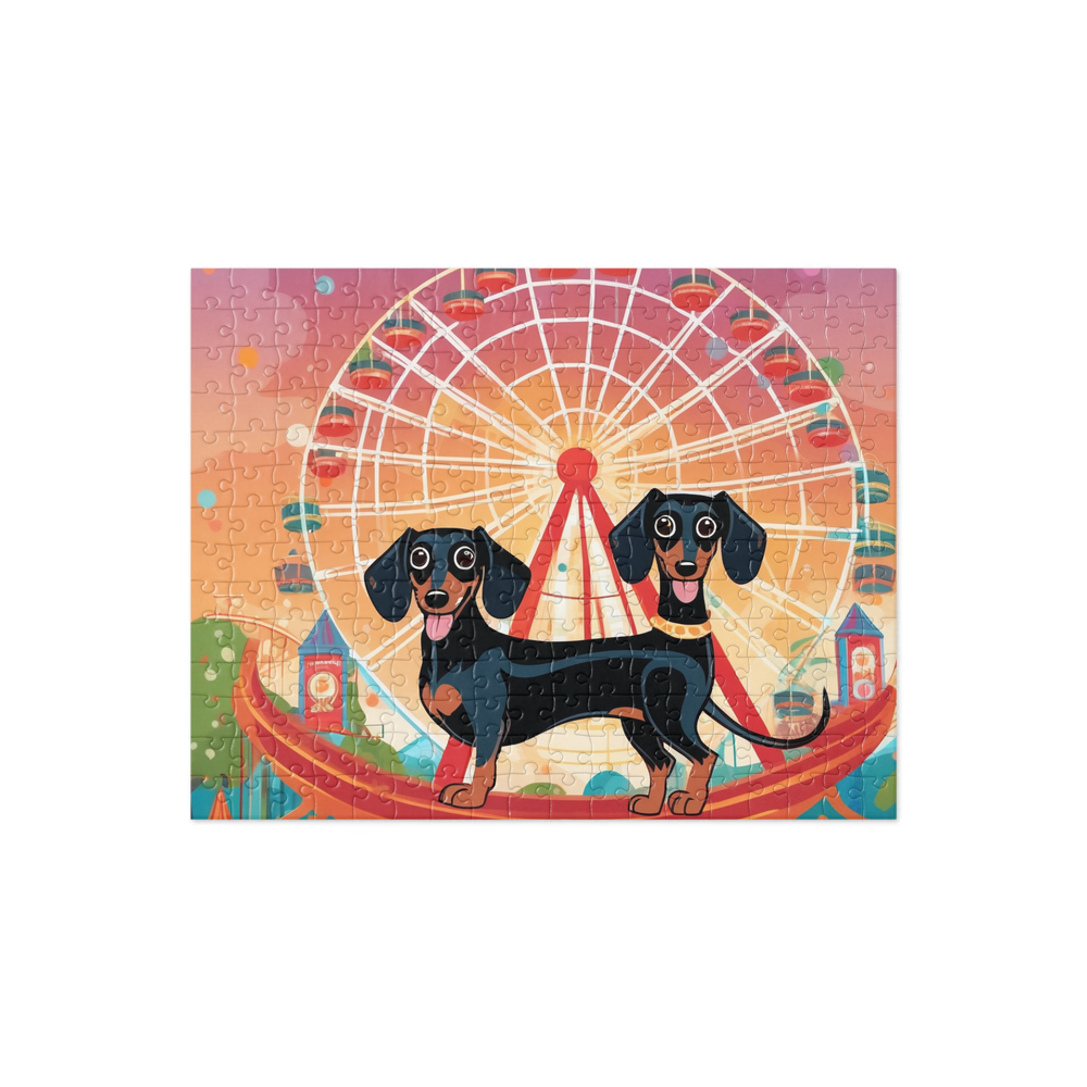 PugMug Custom Black Dachshund Jigsaw Puzzle