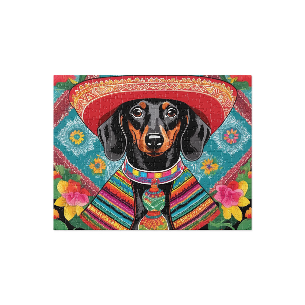PugMug Custom Black Dachshund Jigsaw Puzzle
