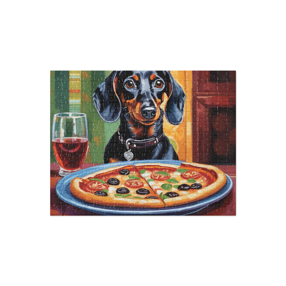 PugMug Custom Black Dachshund Jigsaw Puzzle
