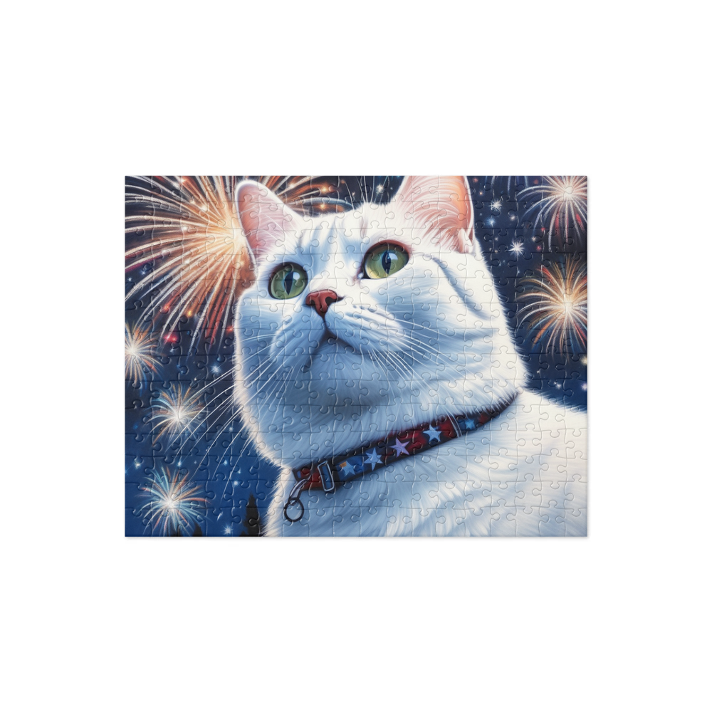 PugMug Custom White American Shorthair Cat Jigsaw Puzzle