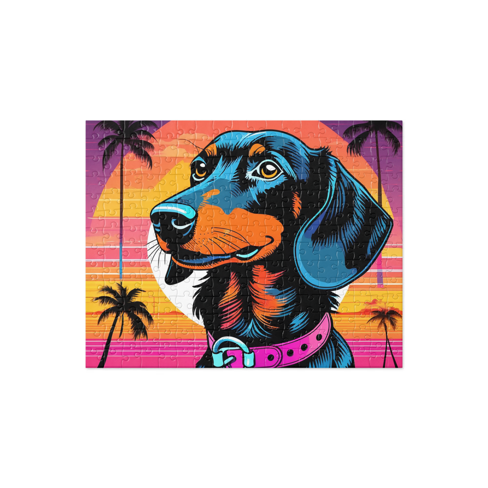 PugMug Custom Black Dachshund Jigsaw Puzzle