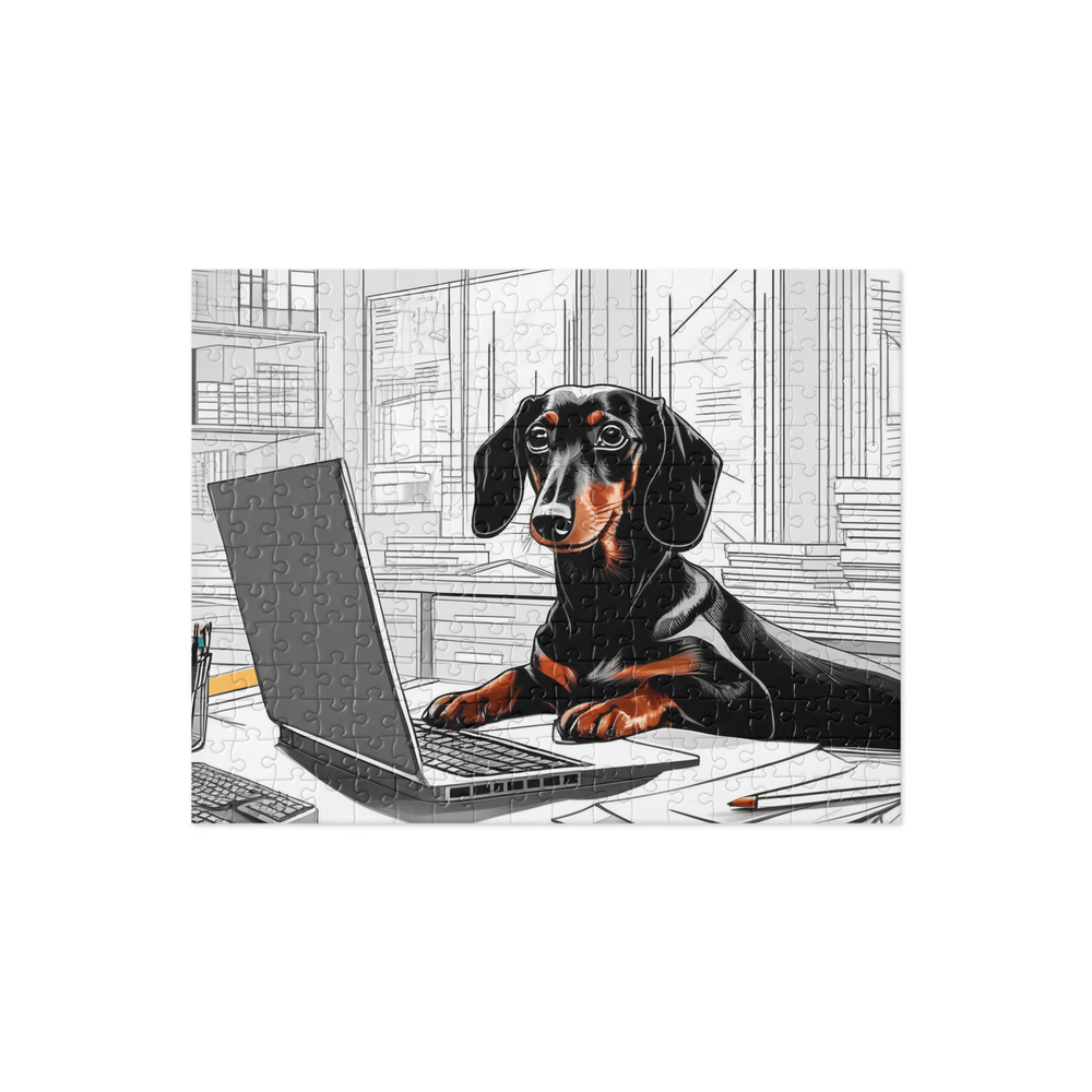 PugMug Custom Black Dachshund Jigsaw Puzzle