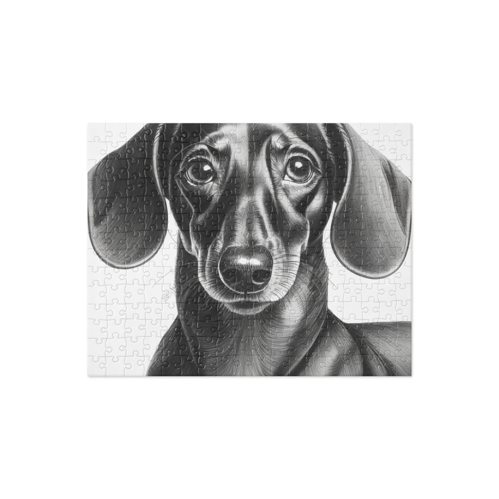 PugMug Custom Black Dachshund Jigsaw Puzzle
