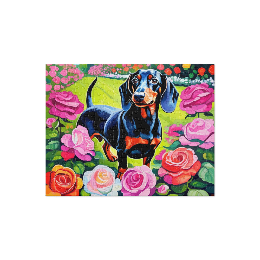 PugMug Custom Black Dachshund Jigsaw Puzzle
