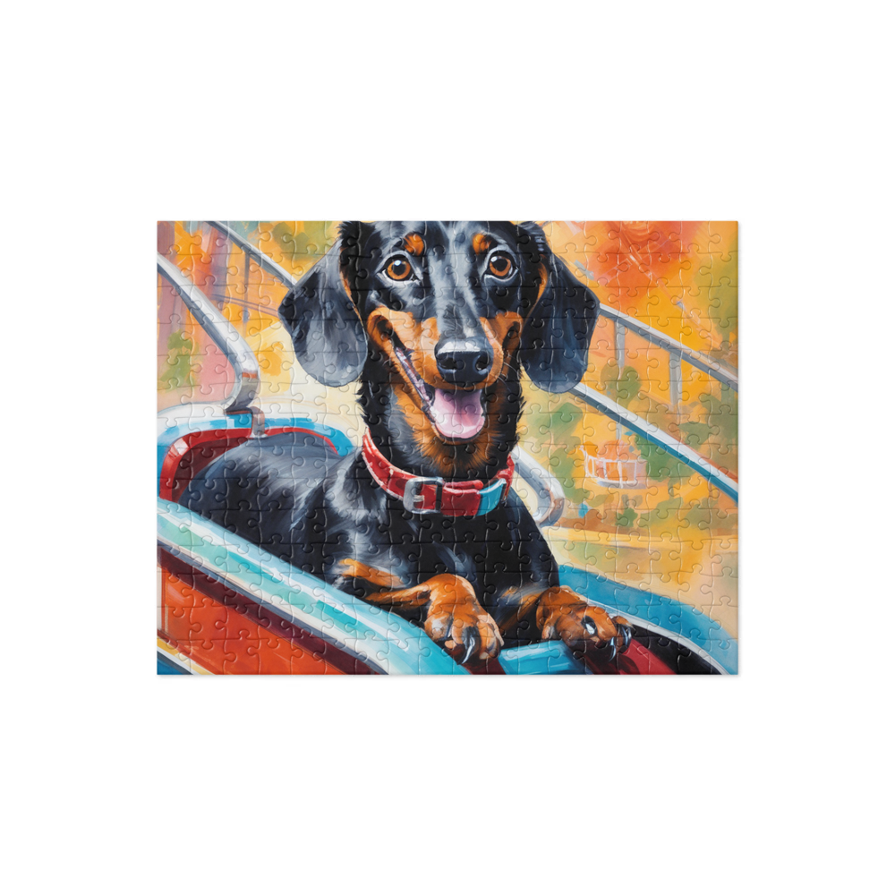 PugMug Custom Black Dachshund Jigsaw Puzzle